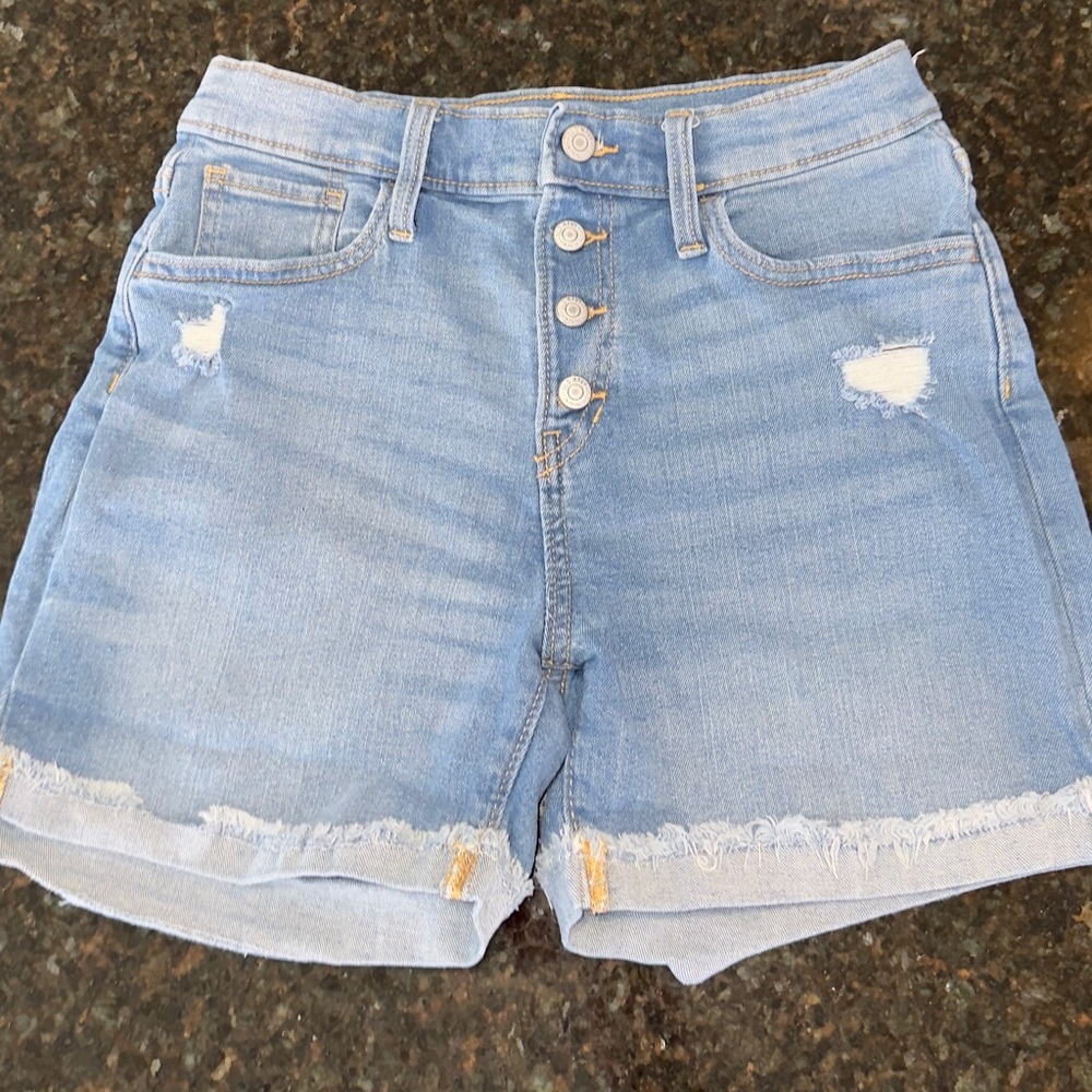 Girls Denim Distressed cut off Shorts blue Jean